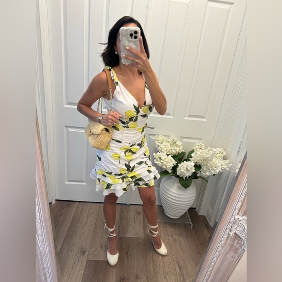 BTFL-Life Small ROUCHED COTTON POPLIN LEMON PRINT MNI DRESS WITH BOTTOM TIERS - Picture 8 of 12